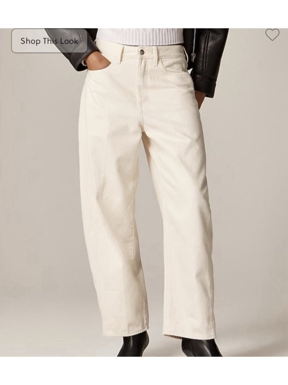 J.Crew Slim Barrel Leg Jeans 25 High Rise Stretch Cream Ecru Denim Cropped NWT